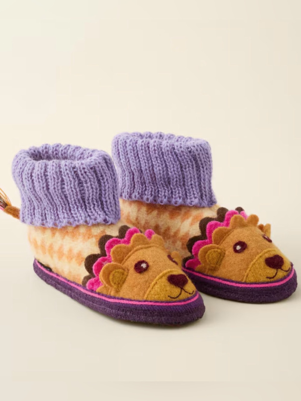 Haflinger for Garnet Hill Boiled Wool Lion Slippers Size 10